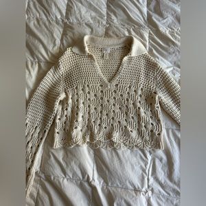 H&M Crochet Cropped Collared Sweater
